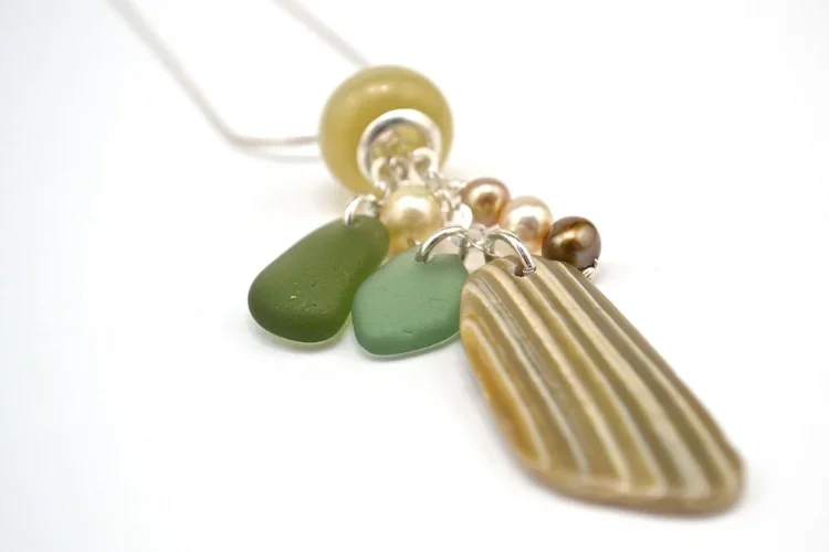 seaglass and shell pendant