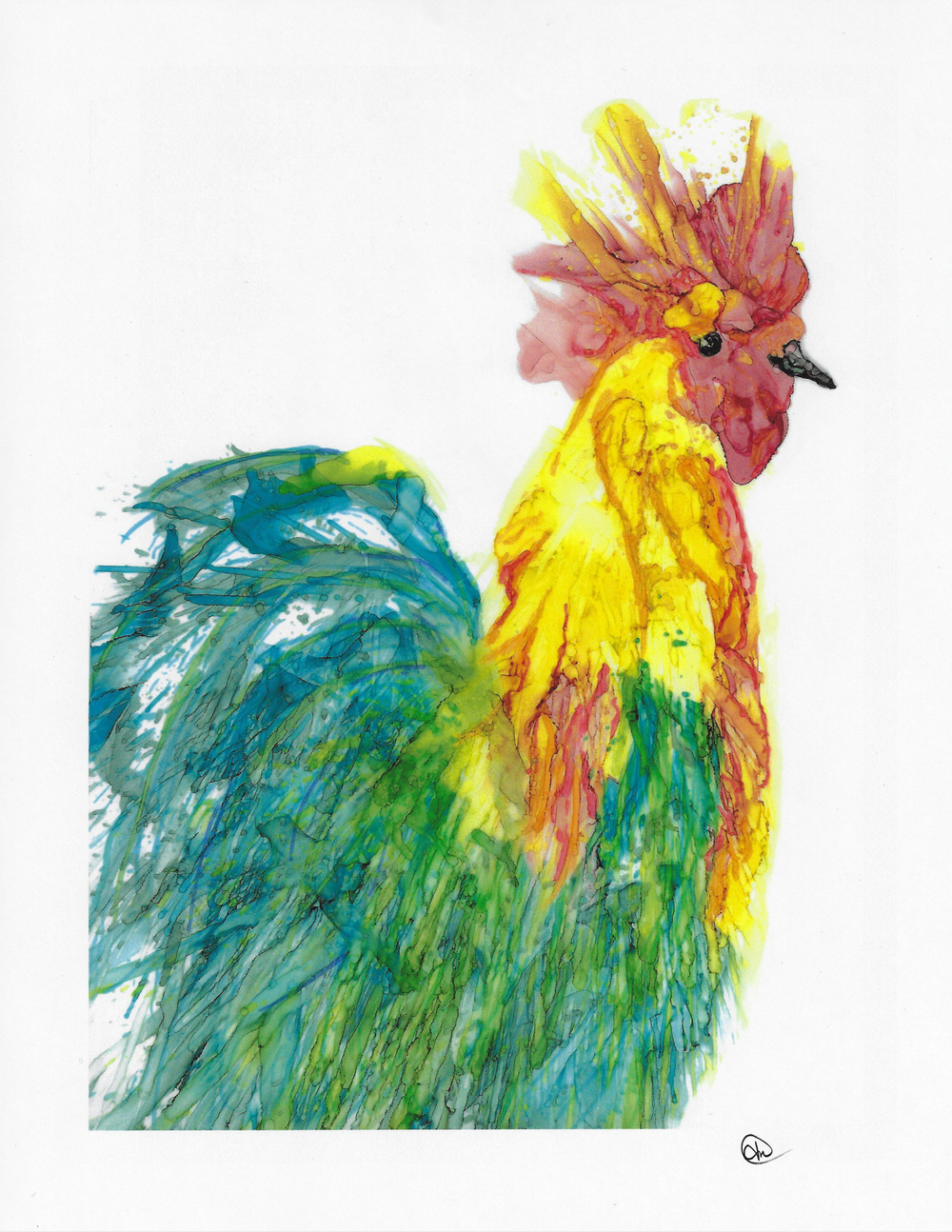alcohol ink art rooster