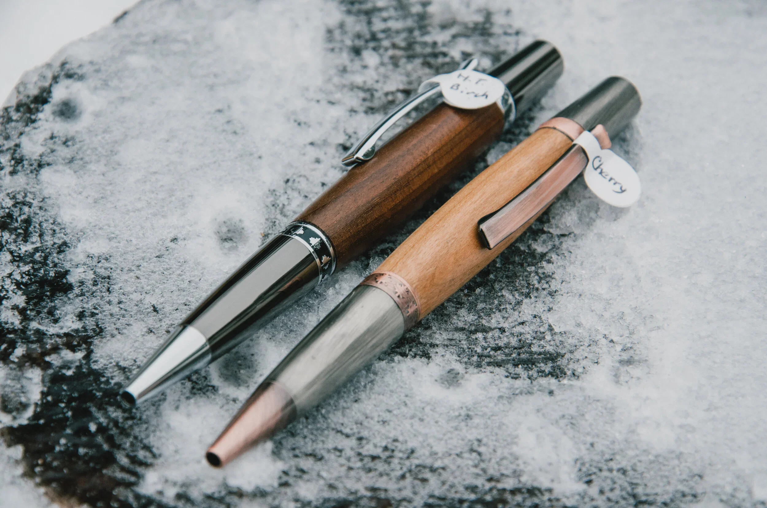 birch and cherry wood pen