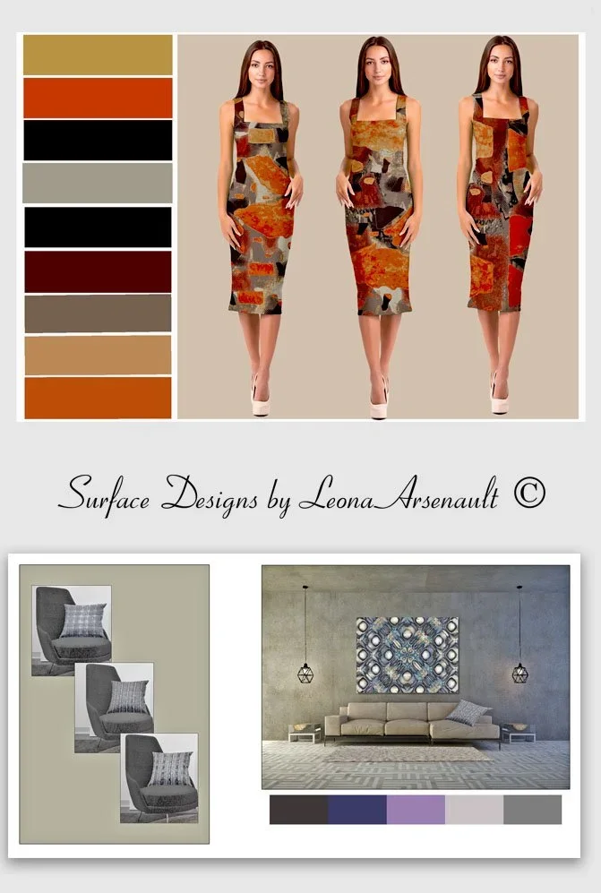 surface design samples as fashion and decor