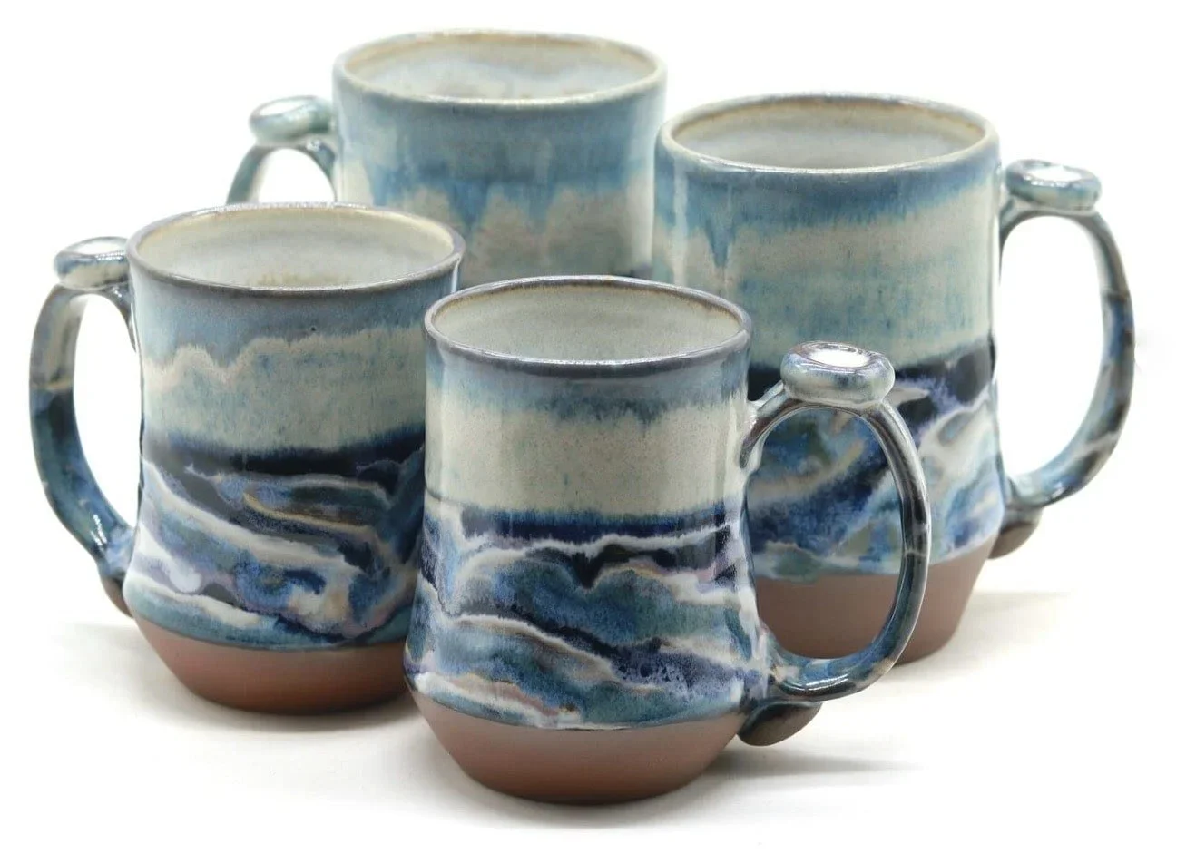 shades of blue pottery mugs 