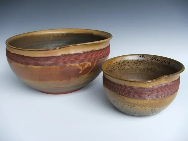 two brown bowls