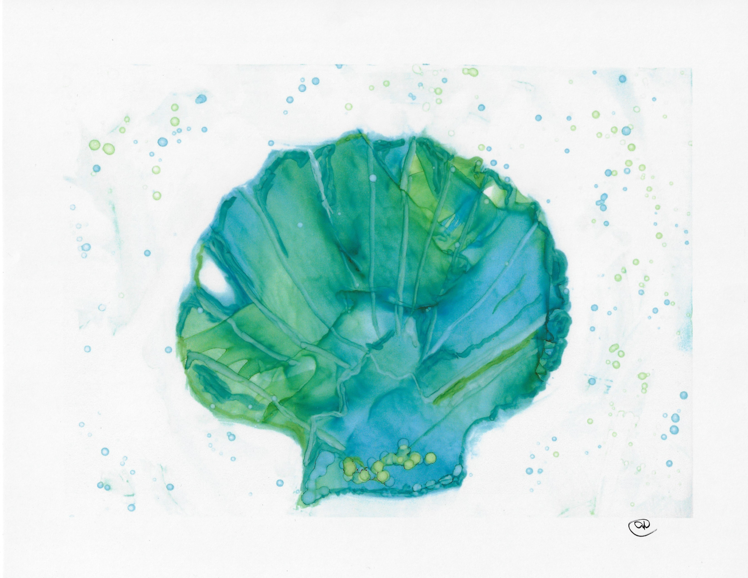 alcohol ink art seashell