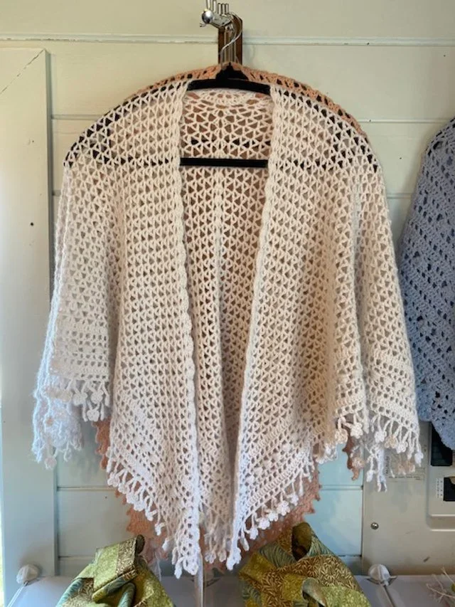 creme knit shawl