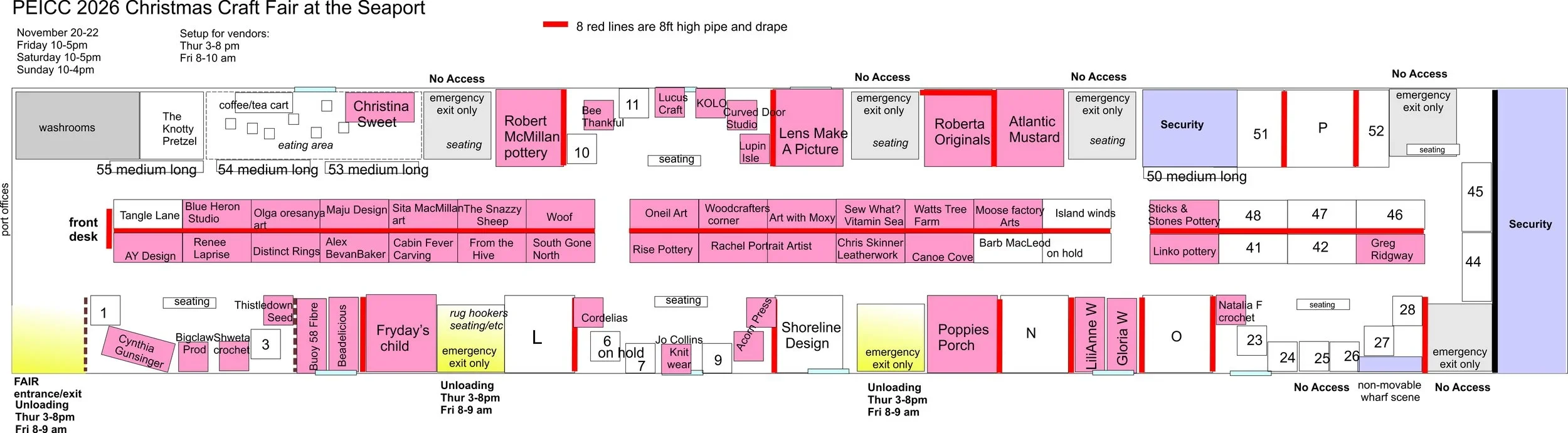 Christmas Craft Fair at the Seaport Floor Plan