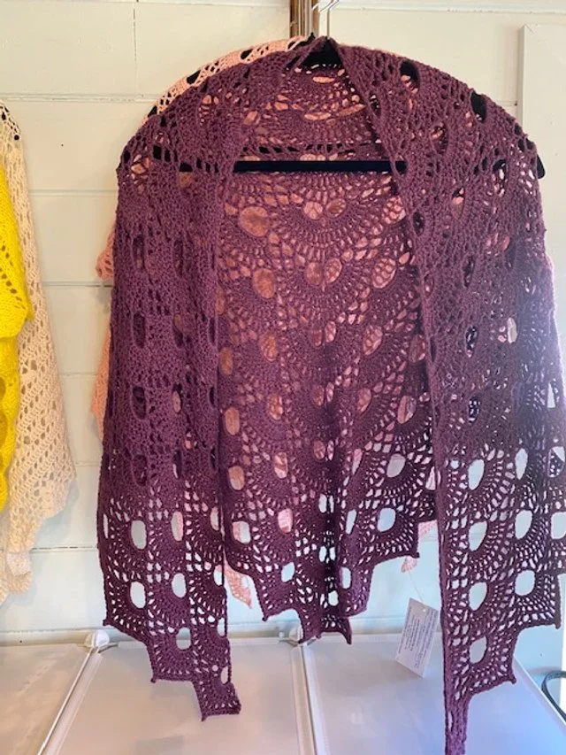burgundy knit shawl