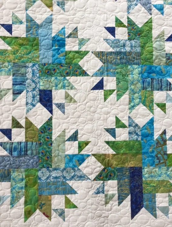 blue and green quilt