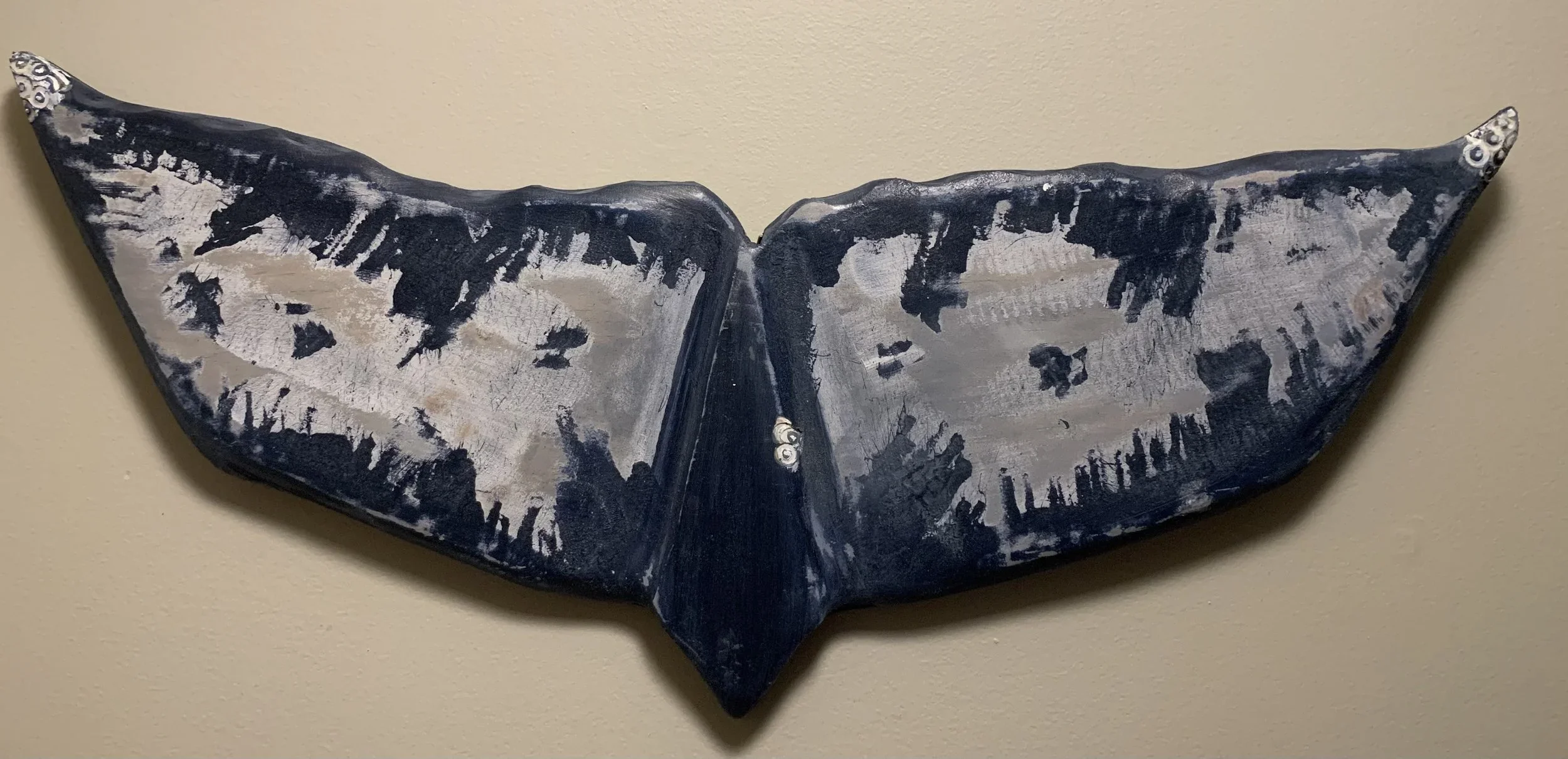 wooden whale tail wall hanging