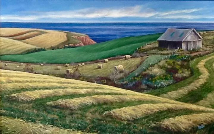 rolling hills, haybales, north shore
