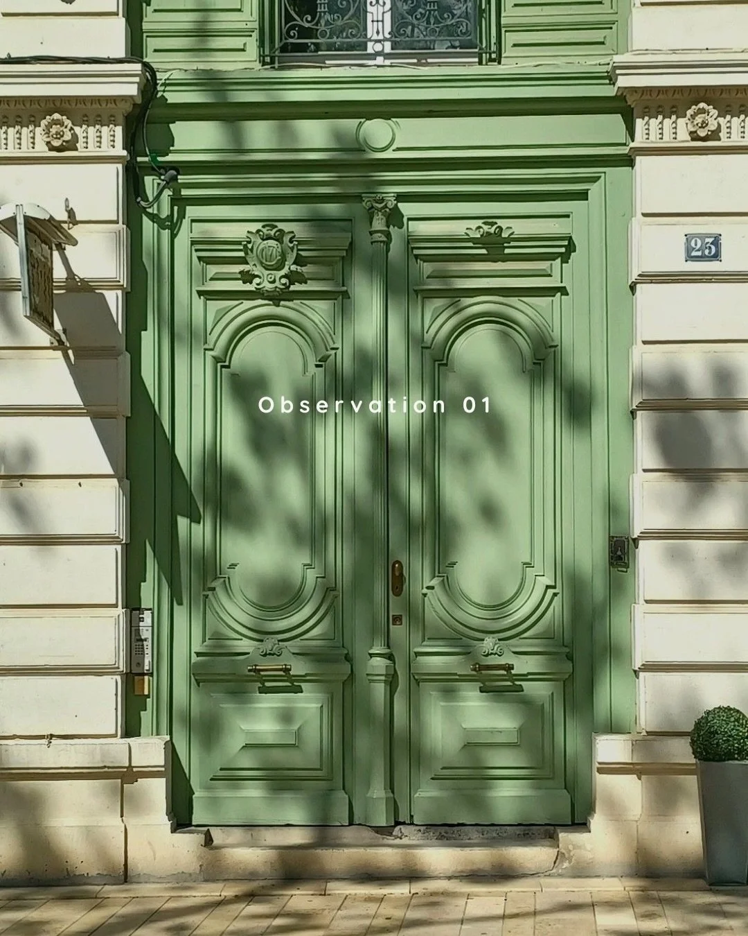 Observation 01 &mdash; Color &amp; Atmosphere

Lately I&rsquo;ve been noticing how soft greens appear in different contexts in architecture, light, materials, and everyday moments.

The same color feels completely different depending on the light, te