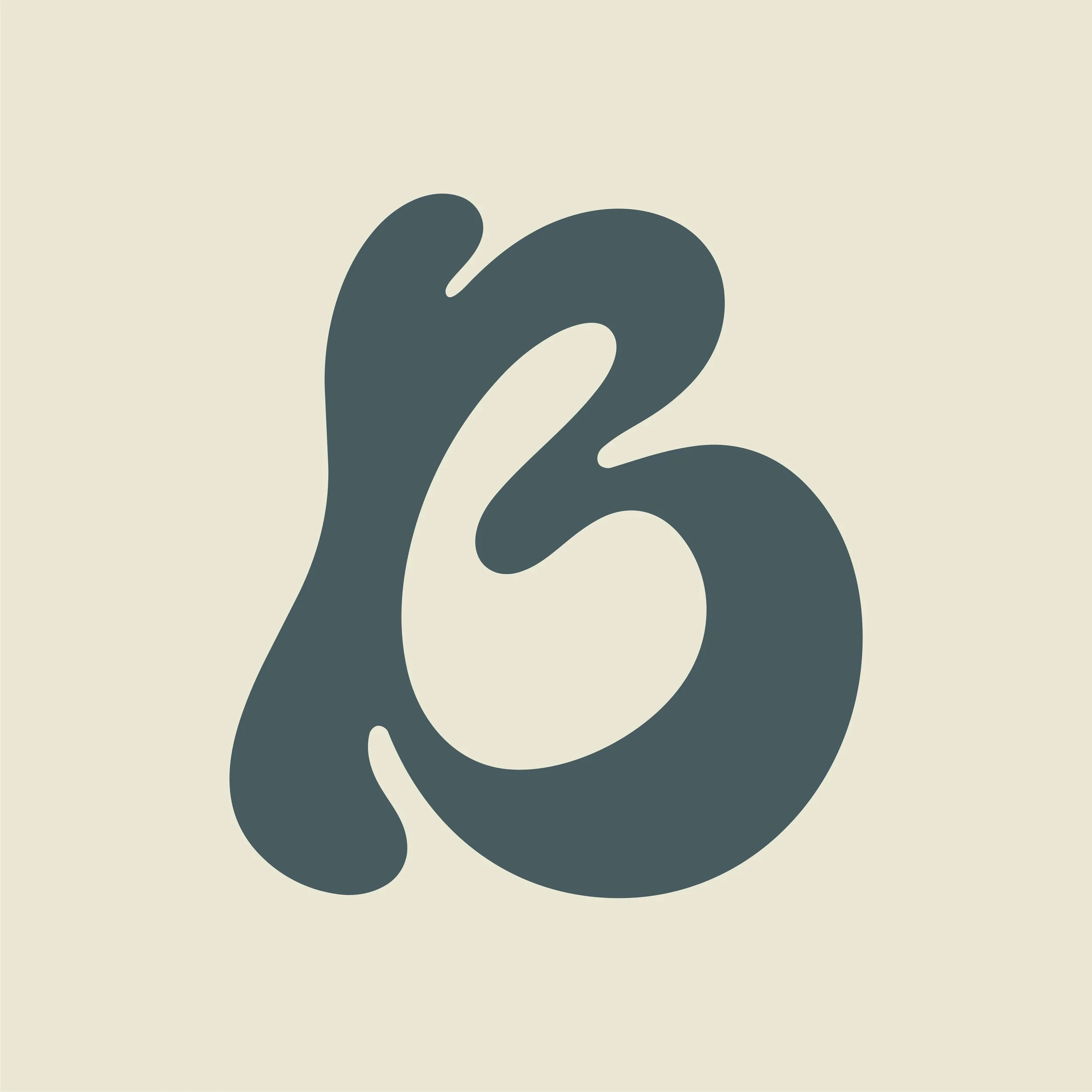 Minimalist illustration of abstract hand in dark color on a light background.