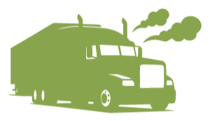 Silhouette of a semi-truck with smoke coming from its exhaust pipe