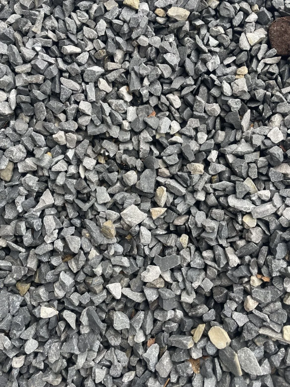 A close-up of 3/8" small blue stones