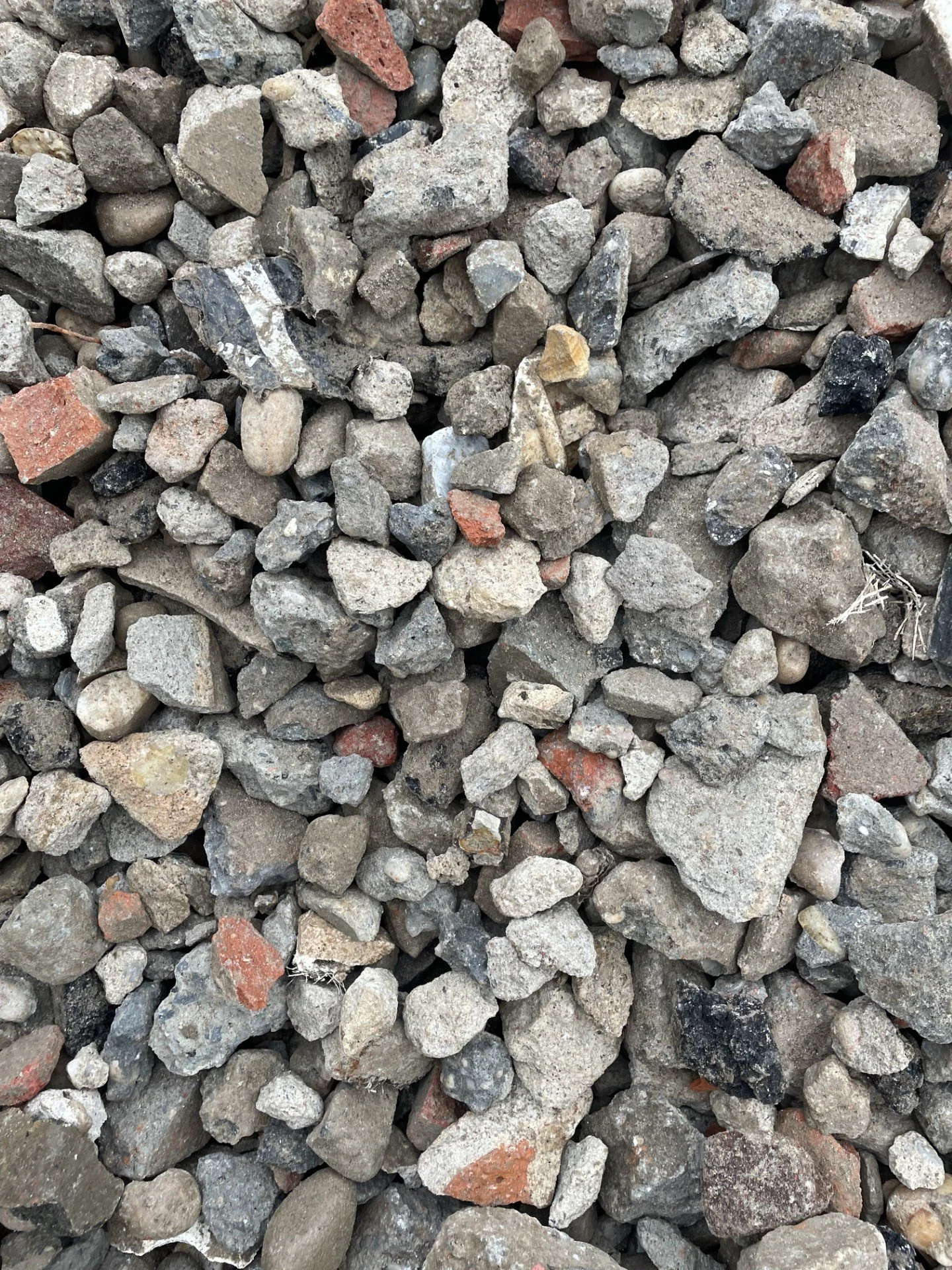 A close-up view of recycled aggregates (RCA)