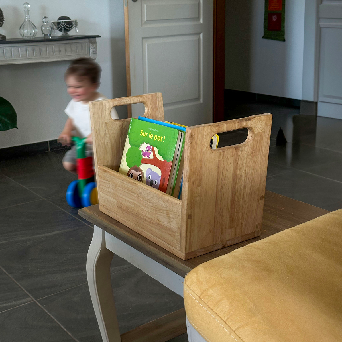 Passet Bac, tabouret et rangement en bois
