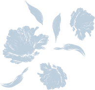 Silhouette of five flowers with leaves against a black background.