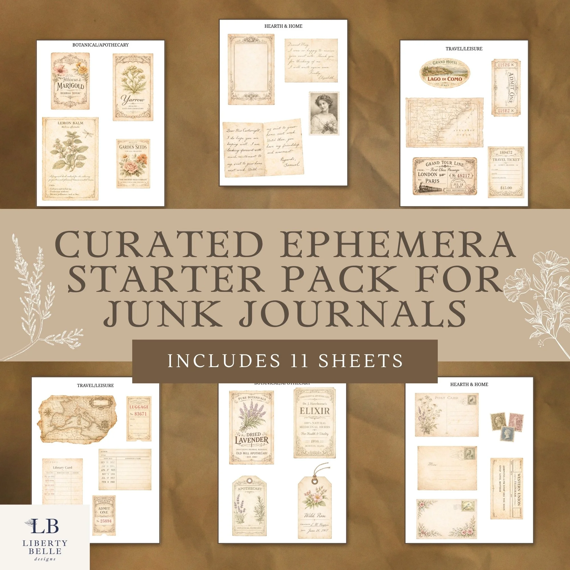 Curated Ephemera Starter Pack of 50 pieces