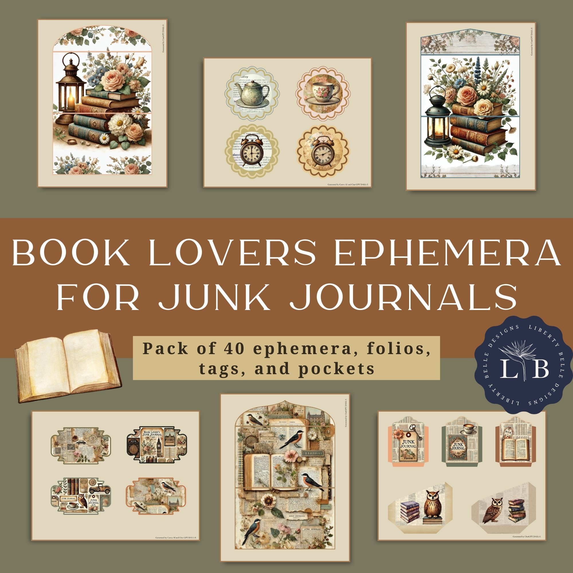 Book Lover's Junk Journal Ephemera