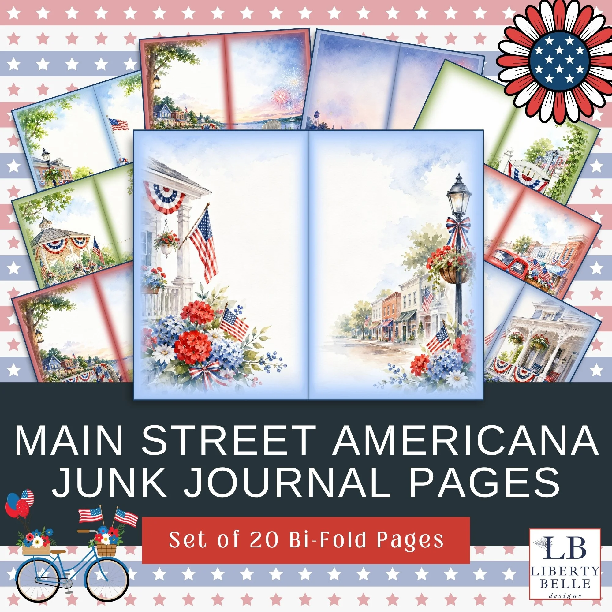 Main Street Americana Junk Journal Pages