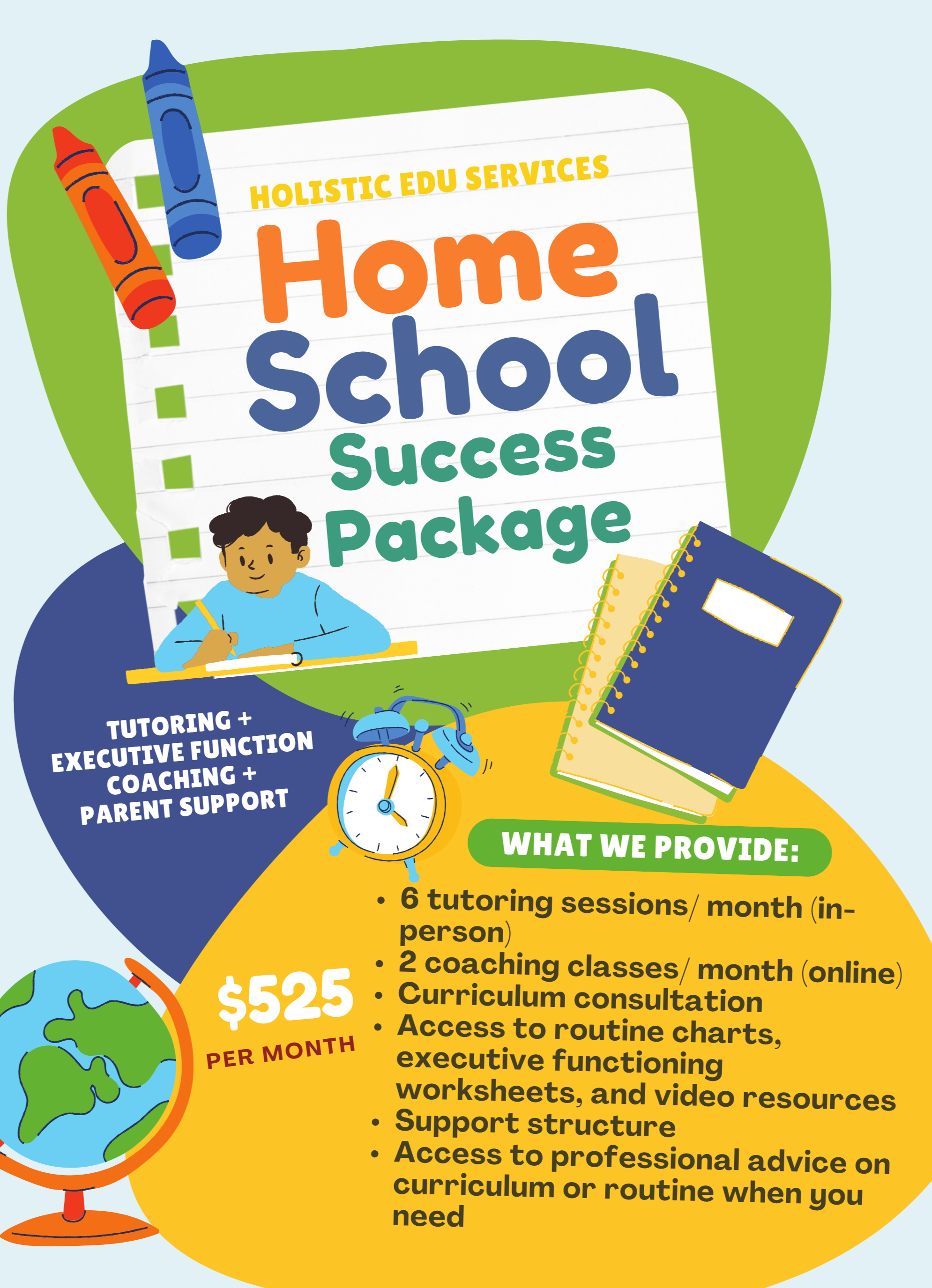 Home school success package Atlanta Georgia executive function coaching parent support tutoring sessions coaching classes home school holistic education services