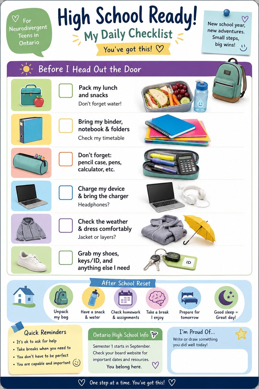 High School Ready-My Daily Check List