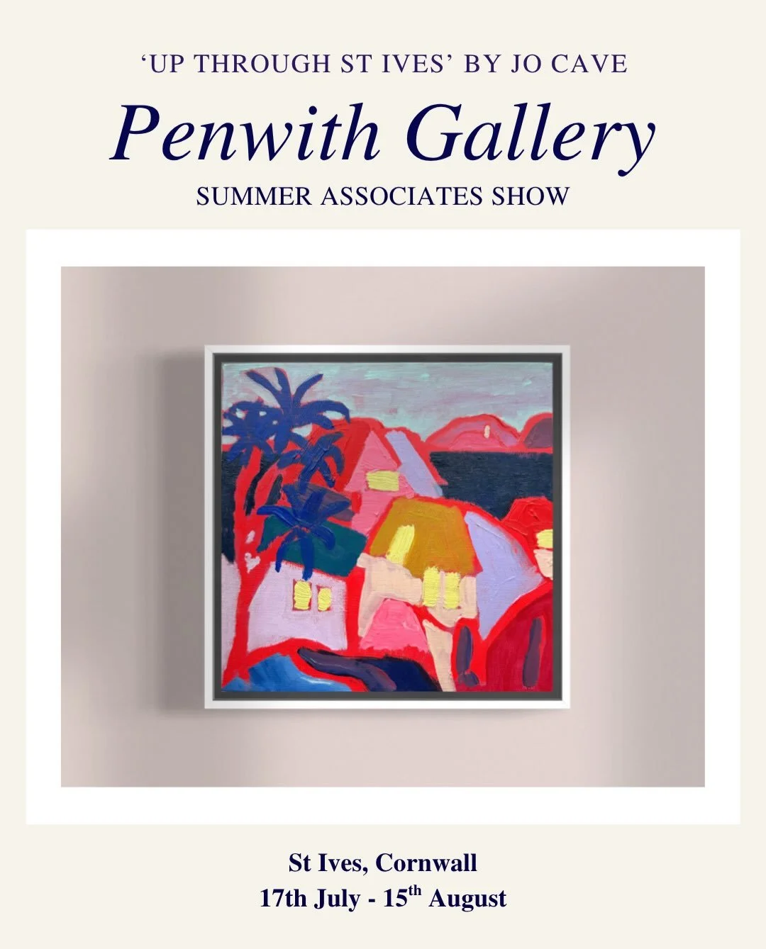 Pleased to share my piece &lsquo;up through St Ives&rsquo; will be in The Penwith Gallery Summer Associates show starting today! It&rsquo;s on 17th July &ndash; 15th August 2026 

Preview today Friday 17th July 17:30 onwards, there&rsquo;s a variety 