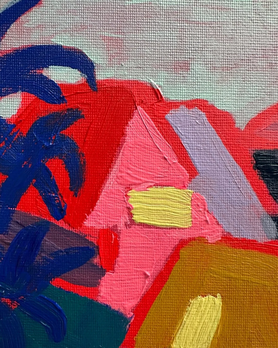 Some delicious close-ups of my recent finished work.
I love the stripes. I love the stars. I love the texture of different paint strokes and colours blending into one another. All part of why I love painting!
Also accidentally matching my nails to my