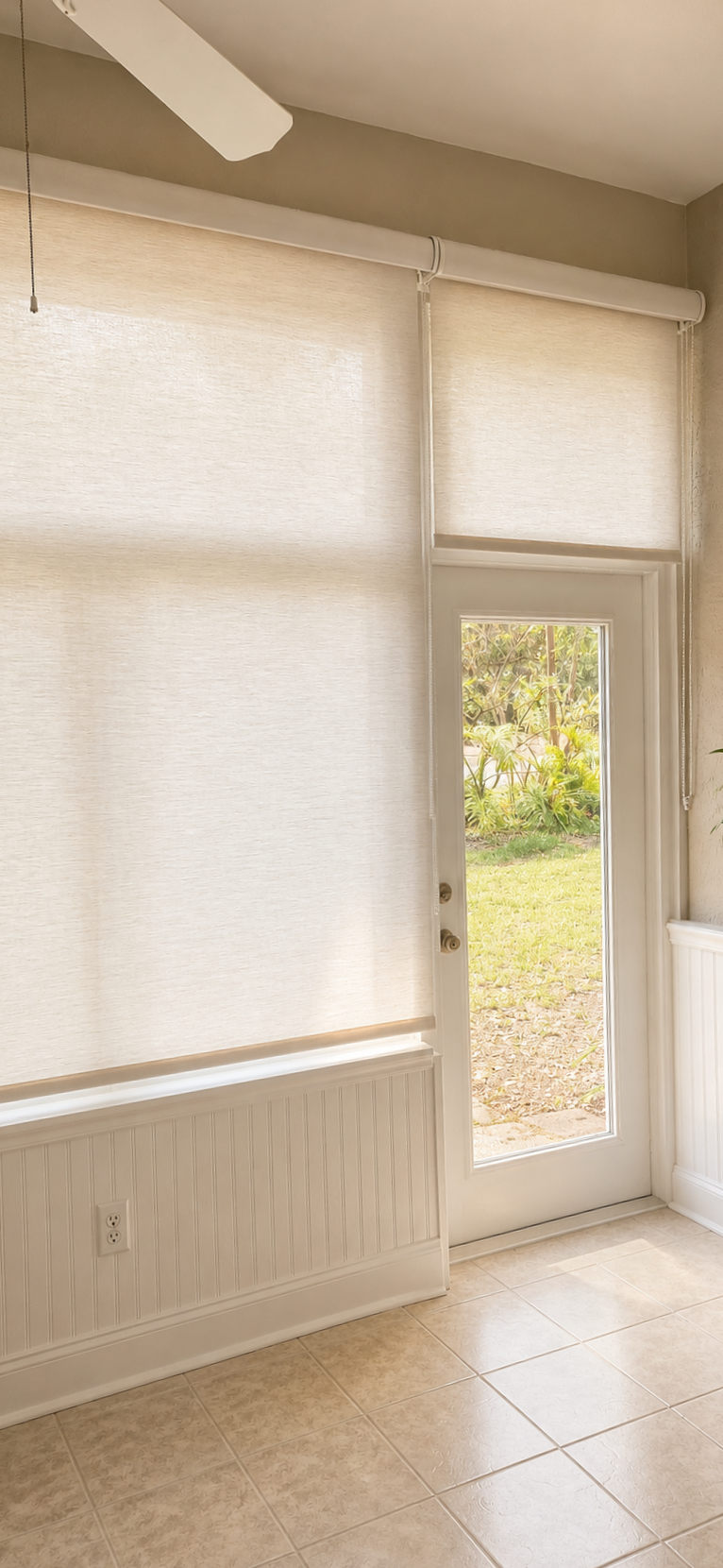 Roller Shades / Custom Window Treatments

Custom roller shades and custom window treatments including blackout shades, zebra shades, woven wood shades, bamboo shades, Roman shades, cordless shades, faux wood shades, and modern window coverings for ho