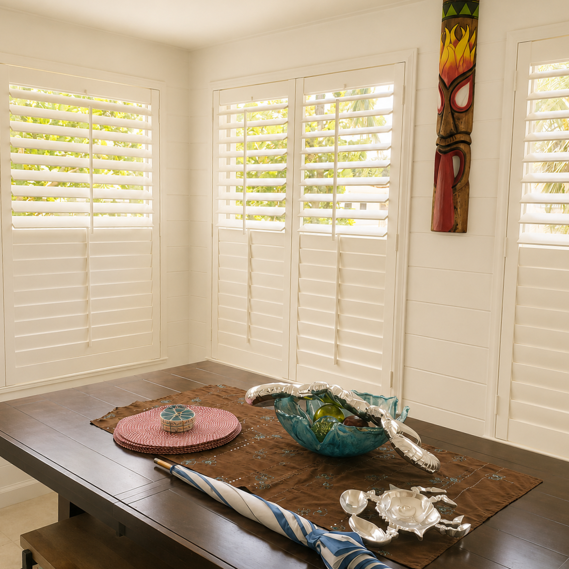 Plantation Shutters / Custom Window Treatments 

Custom plantation shutters and custom window treatments in Florida including interior shutters, composite shutters, wood shutters, and custom window coverings professionally measured and installed for 