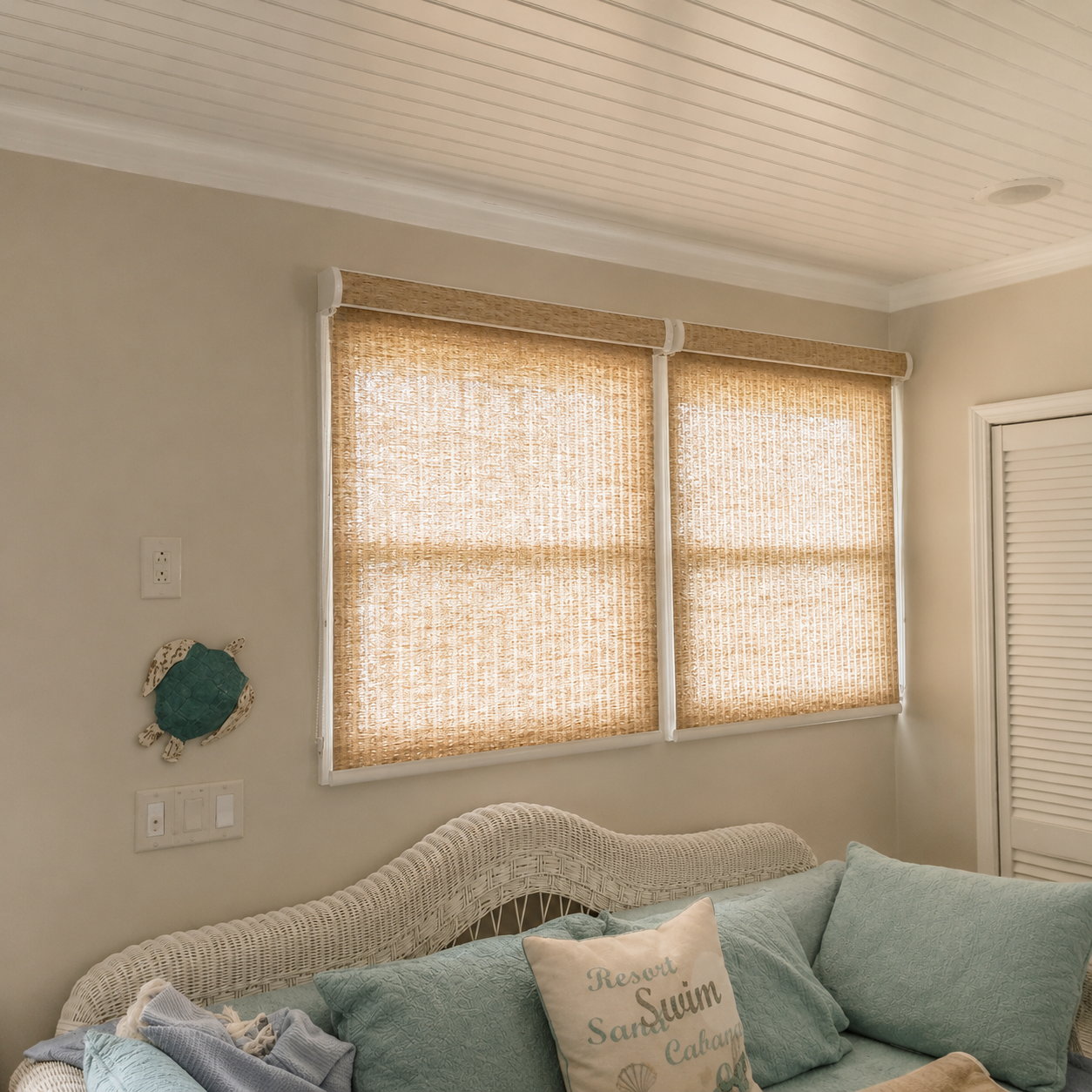 Roller Shades / Custom Window Treatments

Custom roller shades and custom window treatments including blackout shades, zebra shades, woven wood shades, bamboo shades, Roman shades, cordless shades, faux wood shades, and modern window coverings for ho