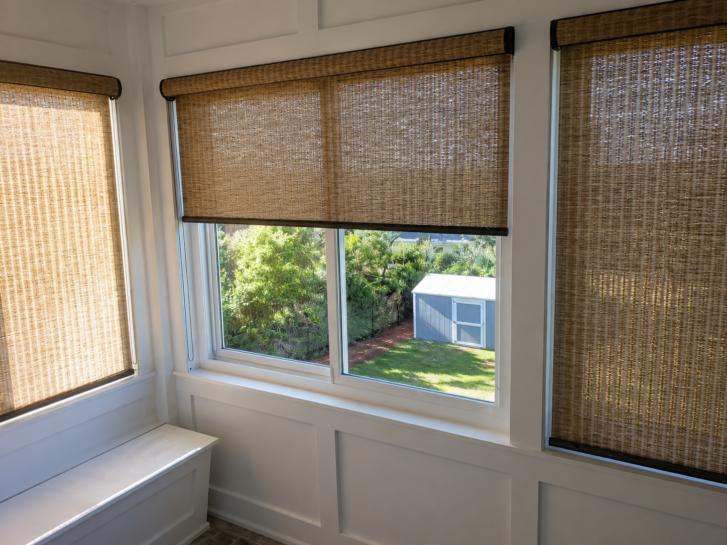 Roller Shades / Custom Window Treatments

Custom roller shades and custom window treatments including blackout shades, zebra shades, woven wood shades, bamboo shades, Roman shades, cordless shades, faux wood shades, and modern window coverings for ho