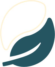 A stylized illustration of a feather in black and blue with a beige outline.