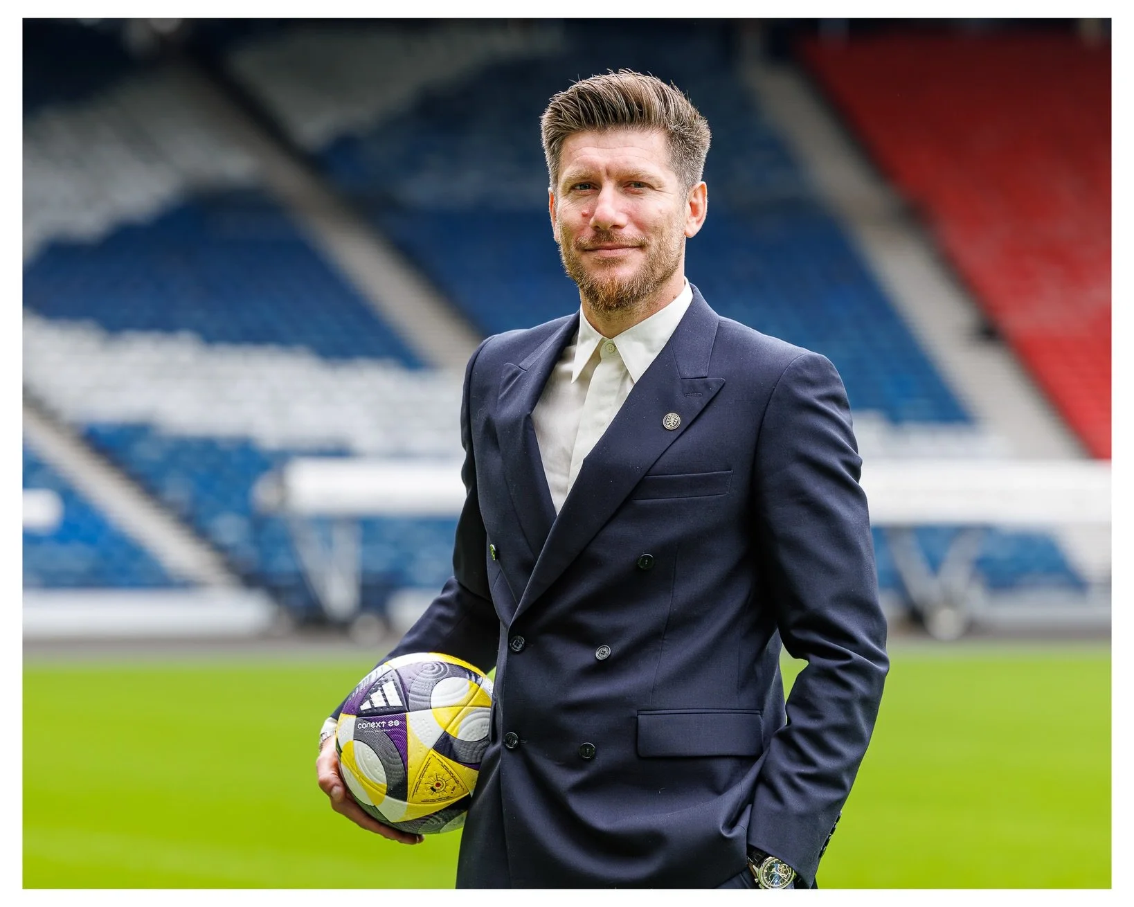 GLASGOW, SCOTLAND - AUGUST 17:  Sebastien Pocognoli is unveiled as Scotland Men&rsquo;s National Team Head Coach at Barclays Hampden on August 17, 2026 in Glasgow, Scotland. (Photo by WM Sport Media/Getty Images) *** 

#scotlandfootball #sfa #tartana