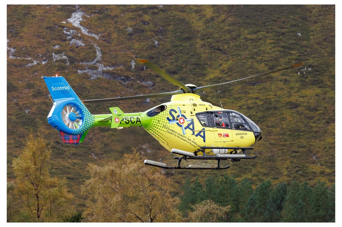 Glencoe Mountain Resort, Glencoe, Scotland, UK. 3rd Oct 2026. A Scotland&rsquo;s Charity Air Ambulance helicopter attends an emergency near Glencoe Mountain Resort. Credit: Liam Chester / Alamy Live News

#airambulance #glencoemountain #glencoemounta