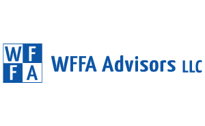 Logo of WFFA Advisors LLC with blue and white lettering