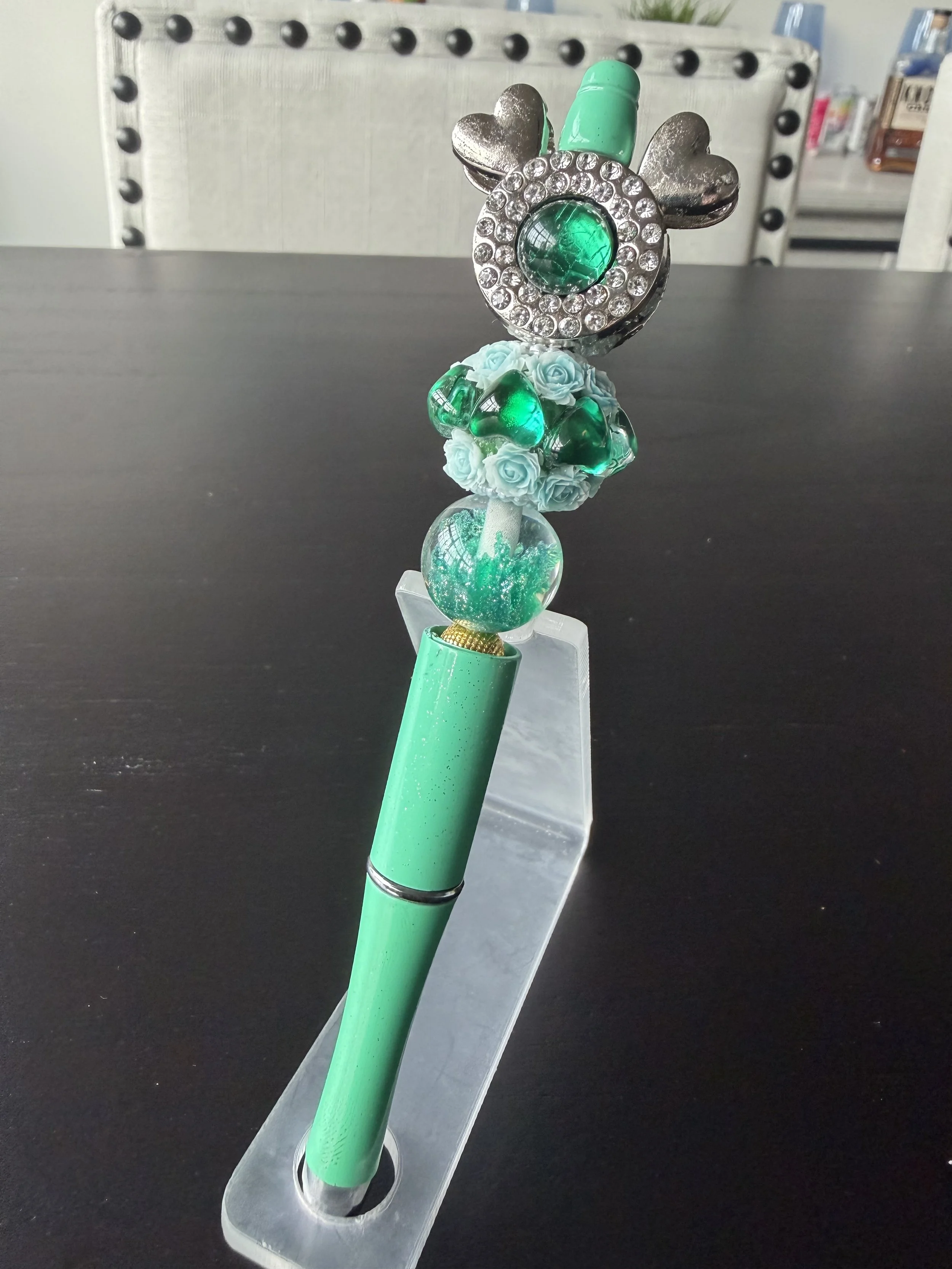 Green Shimmer Pen with Heart Antlers