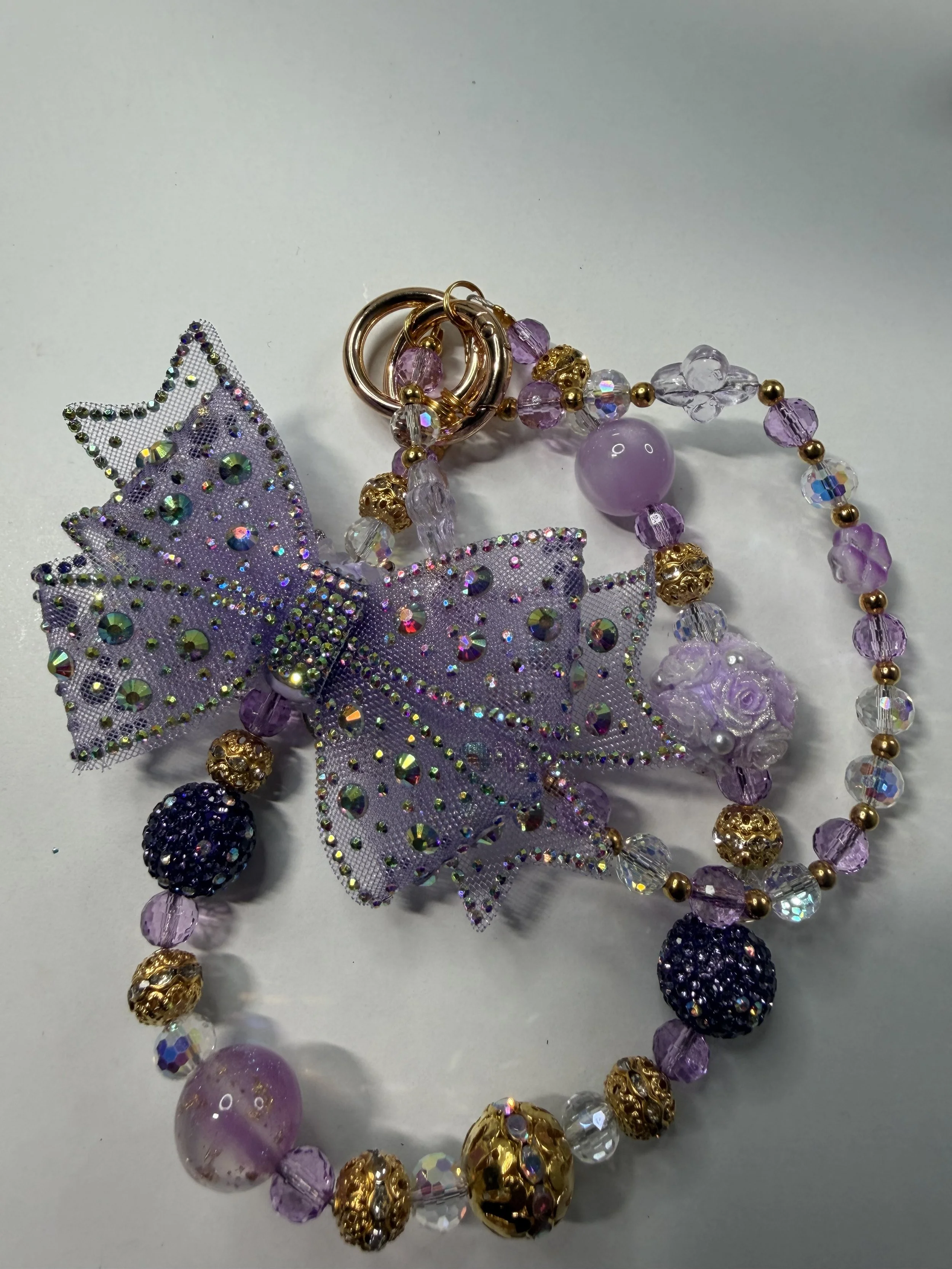 Lavender Chiffon Glam Bow Charm Phone/Keychain