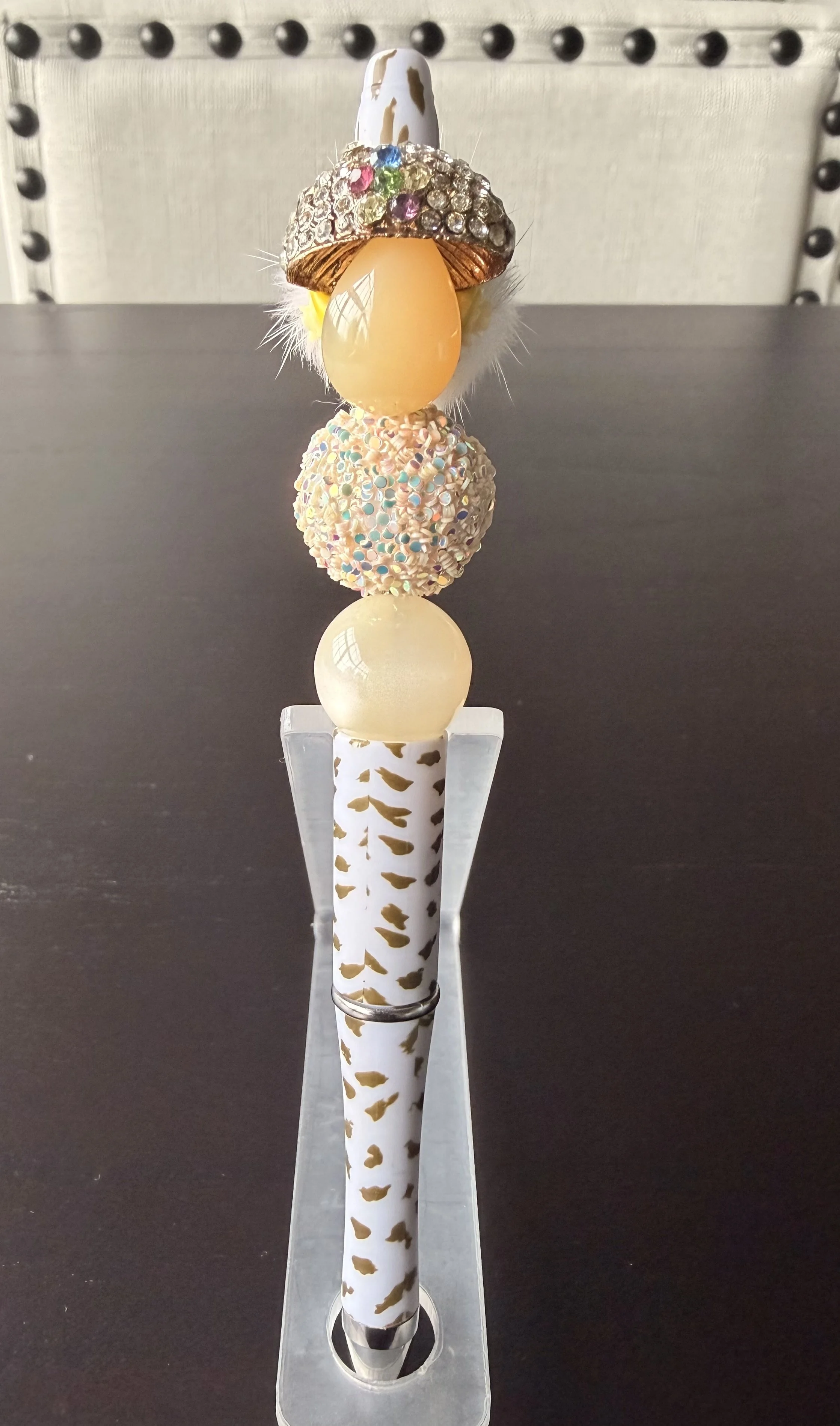 Whimsical Gold-Speckled Mushroom Pen