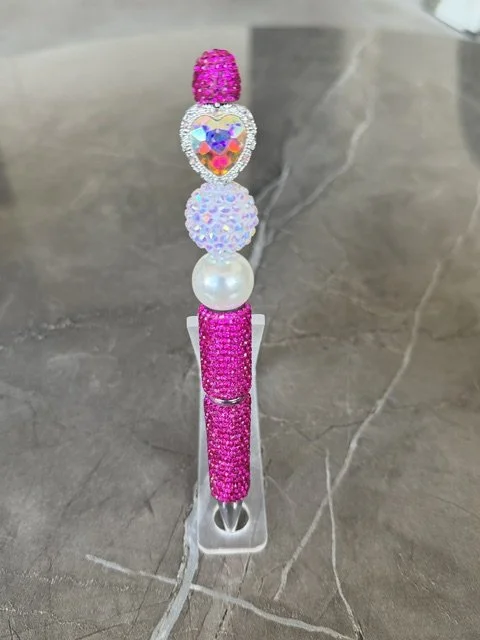 Hot Pink Bling Pen with Heart Topper
