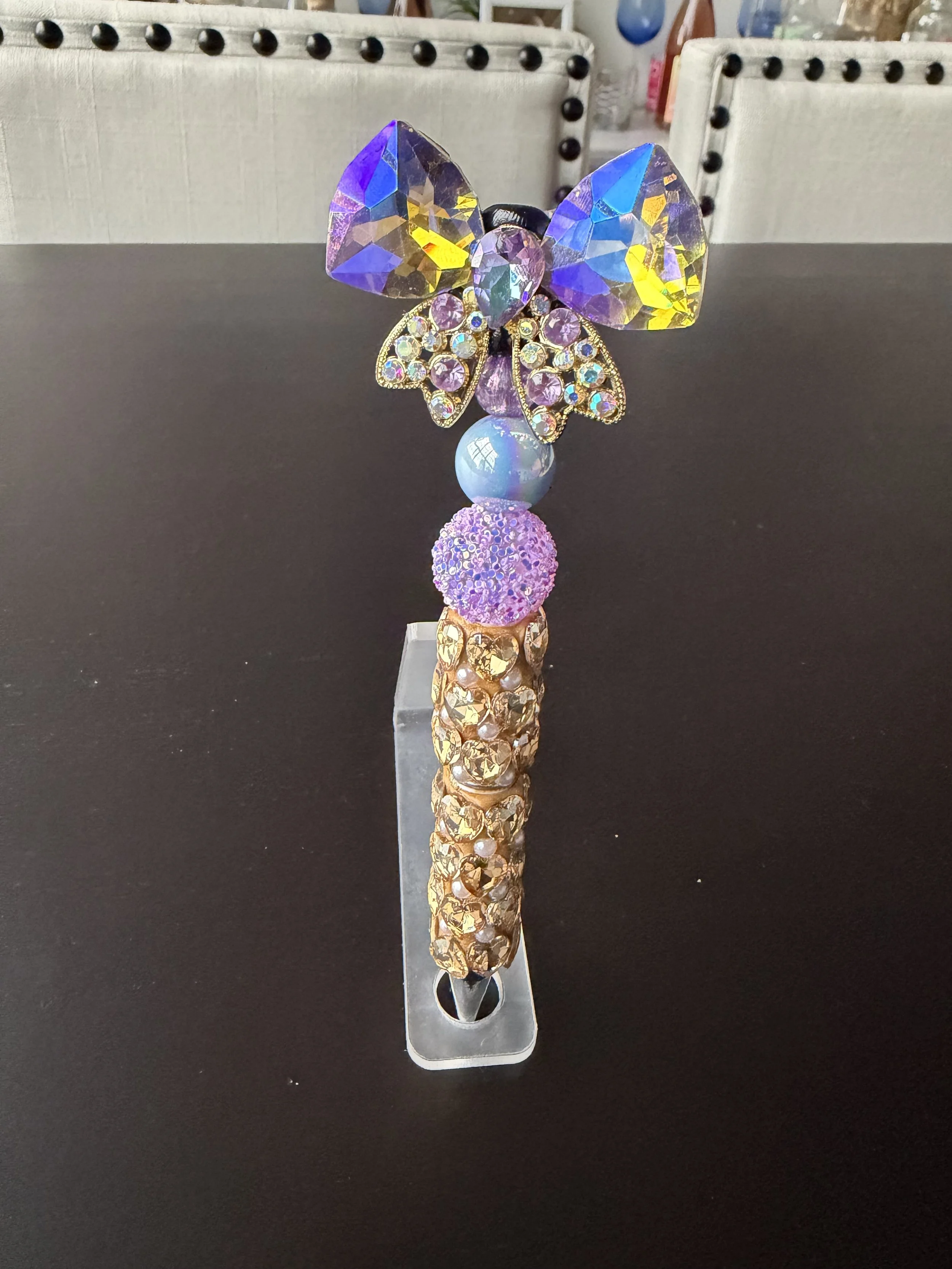 Exquisite Crystal Heart Pen with Bow Topper