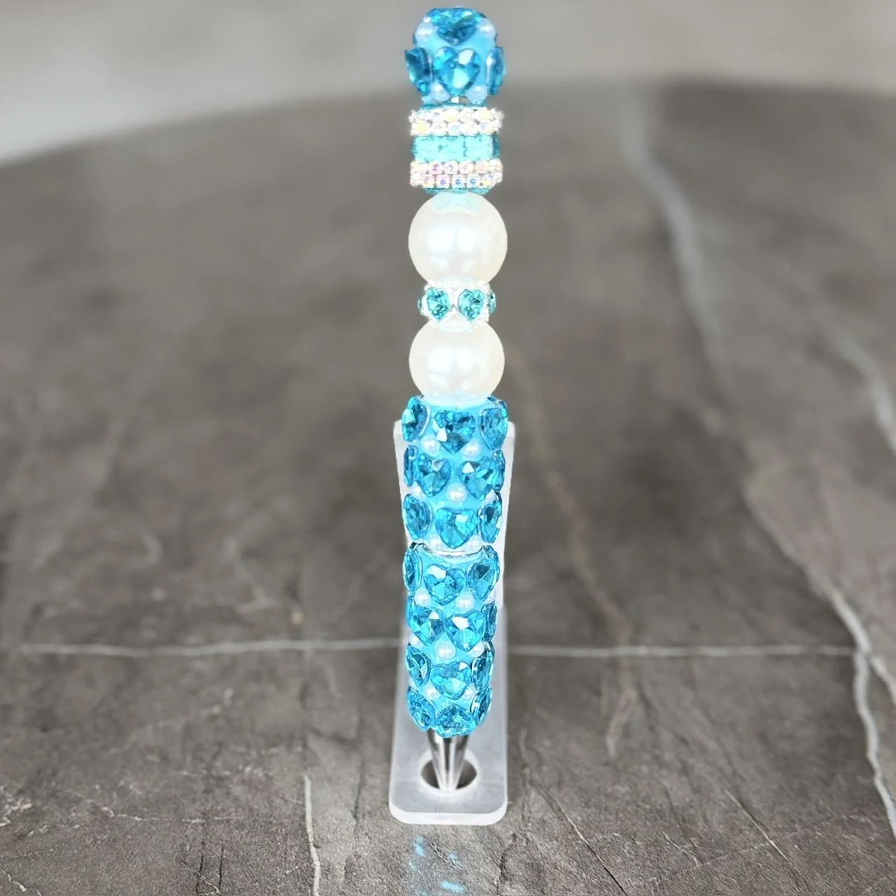Turquoise Heart Bling Pen with Pearls
