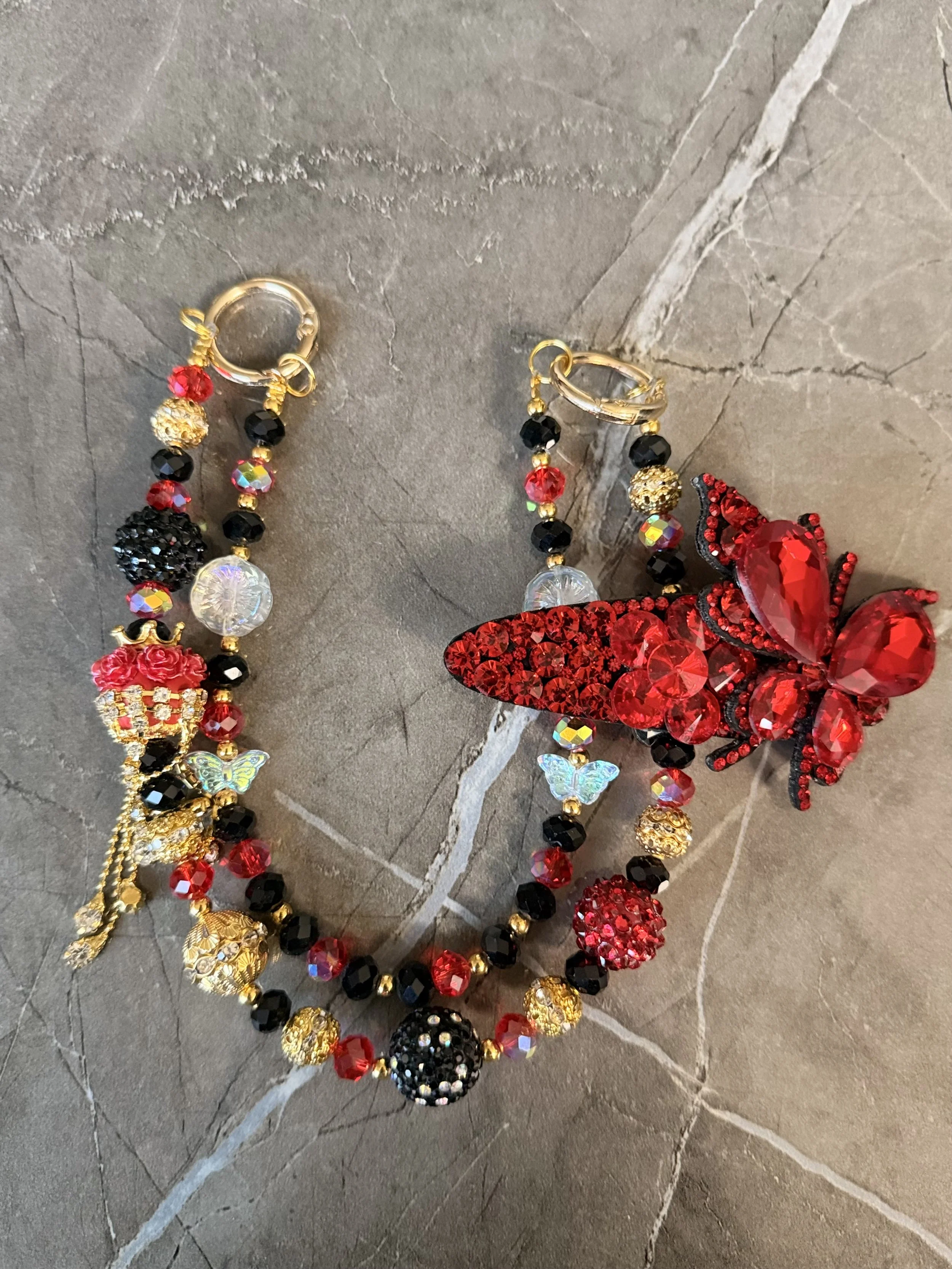 Red Crystal Butterfly Phone/Key Chain