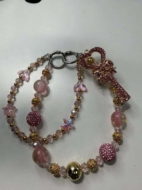 Pink Crystal Heart Key Phone/Keychain