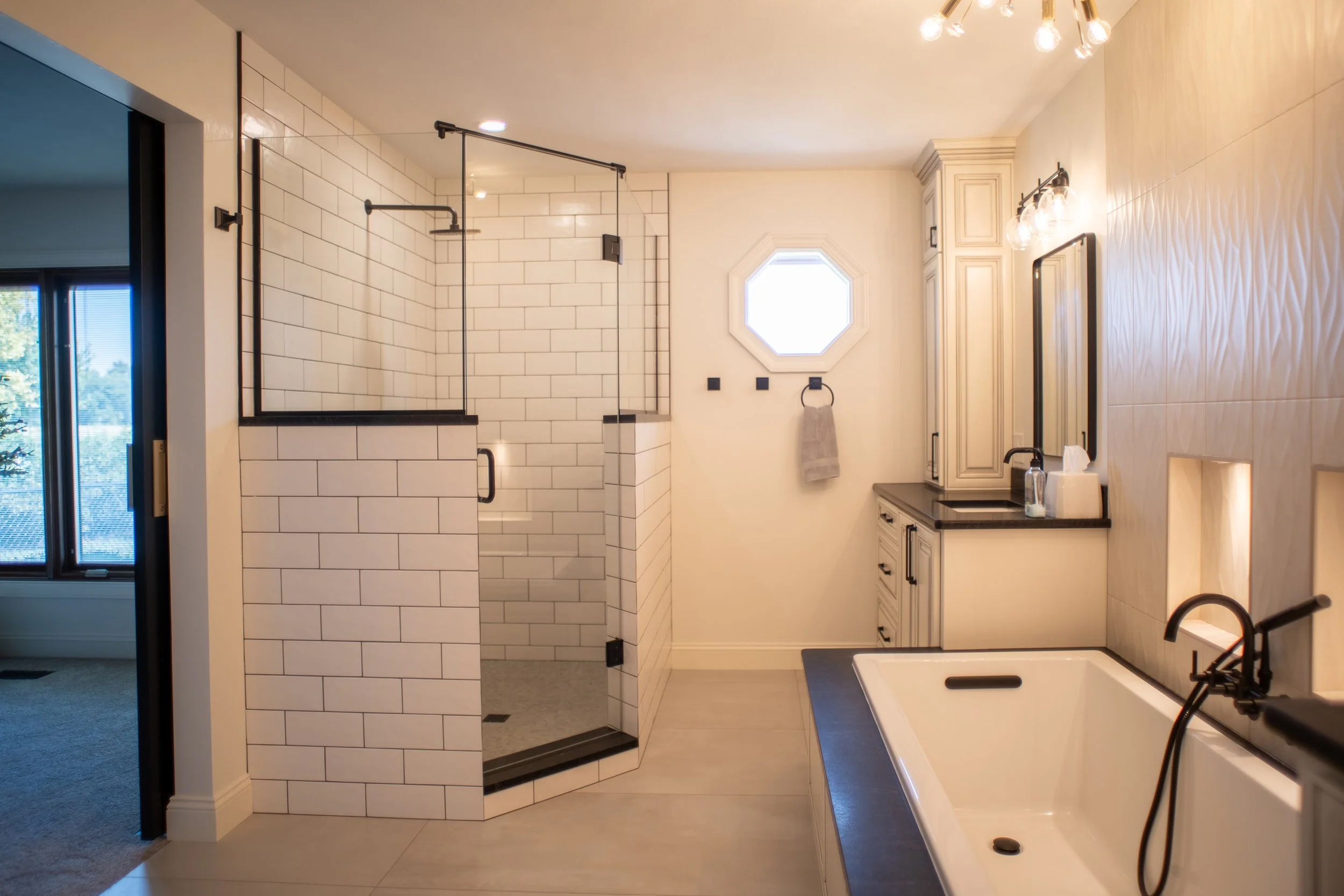 Modern Bathroom 
Construction 
Modern Design 
White Bathroom 
Kansas Construction 
Design and Construction 