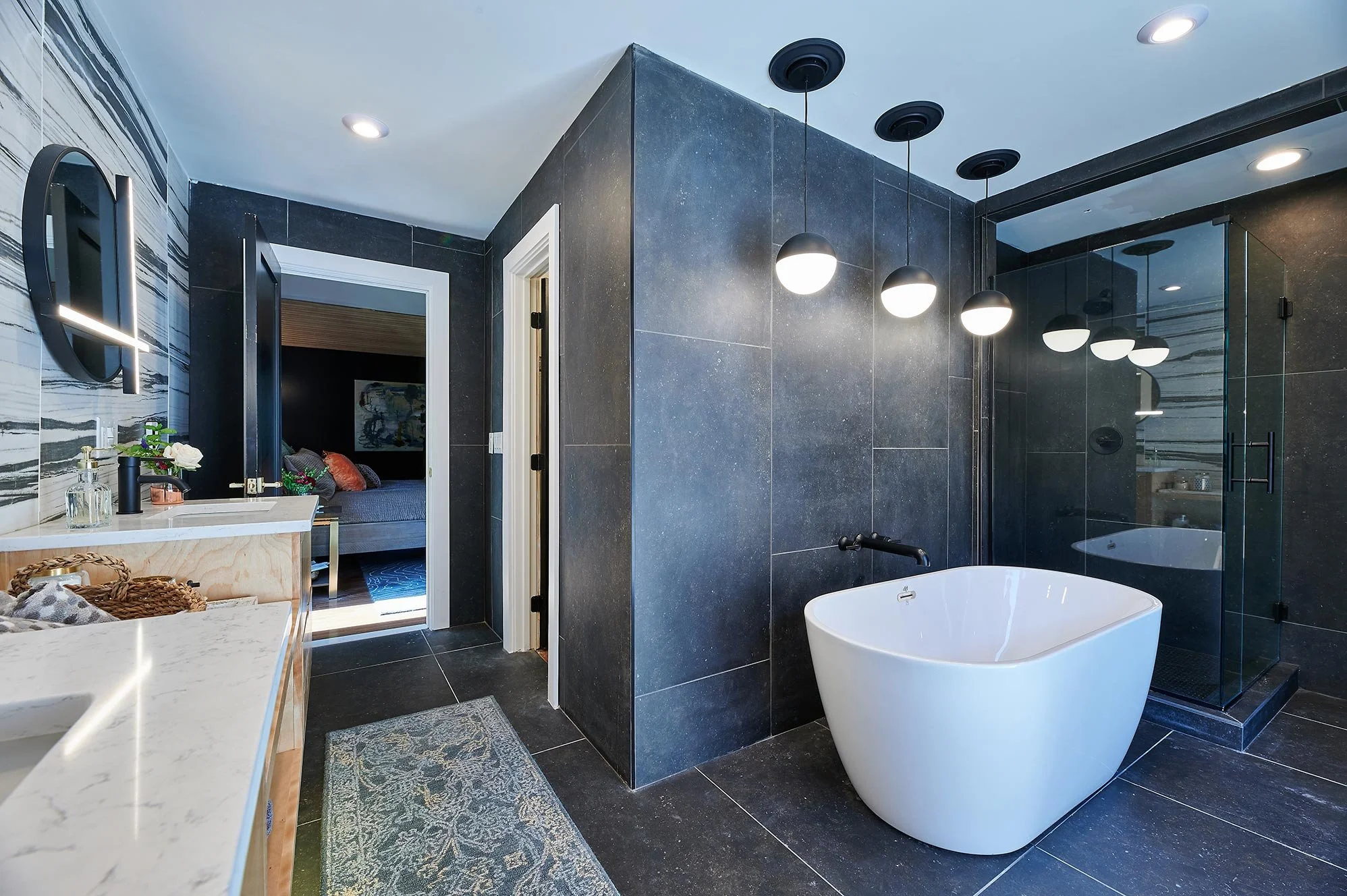 Modern Bathroom 
Construction 
Black Bathroom 
Modern Design 
Kansas Construction 
Design and Construction 