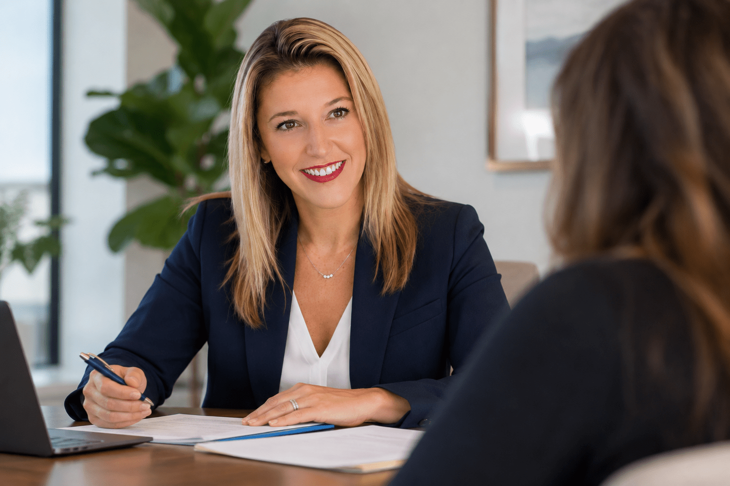 Michelle Chase meeting with a client