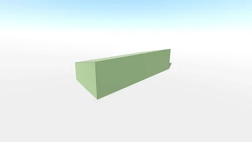 A 3D green rectangular prism with a flat top and base, resembling a simple rectangular block.