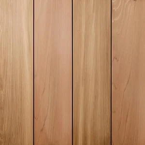 Close-up of vertical wooden planks with natural grain and light finish