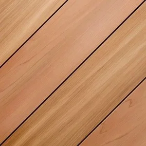 Close-up of wooden flooring with parallel planks.