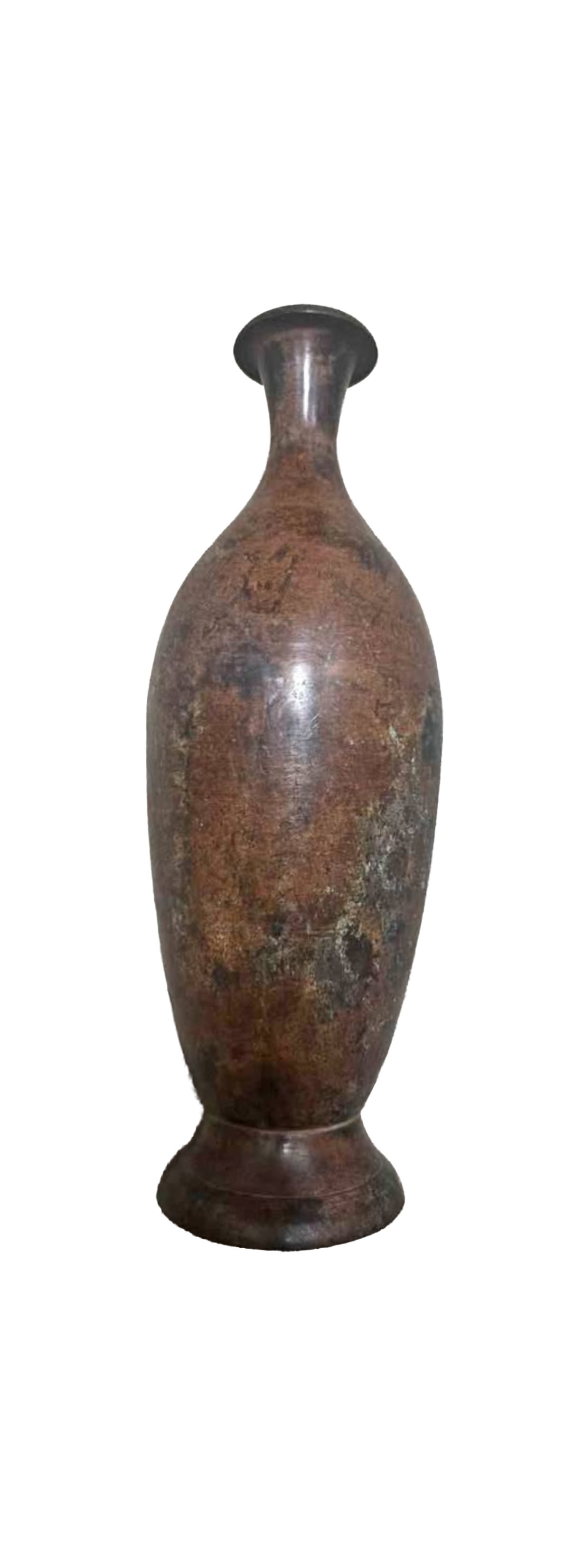 Vintage Japanese Style Patina Bronze Vase - Mid-Century Vessel